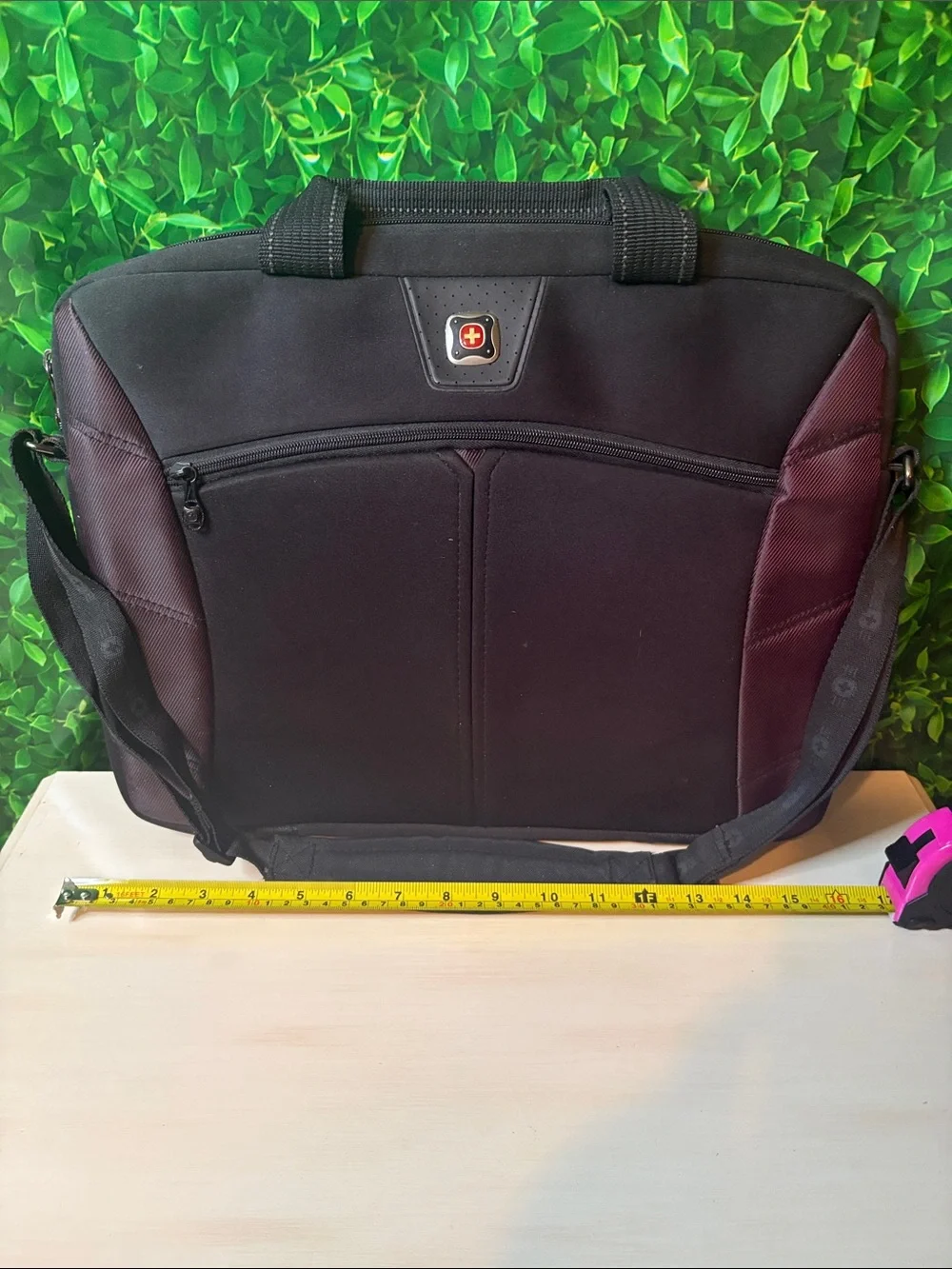 SwissGear Black Laptop Bag with Burgundy Panels